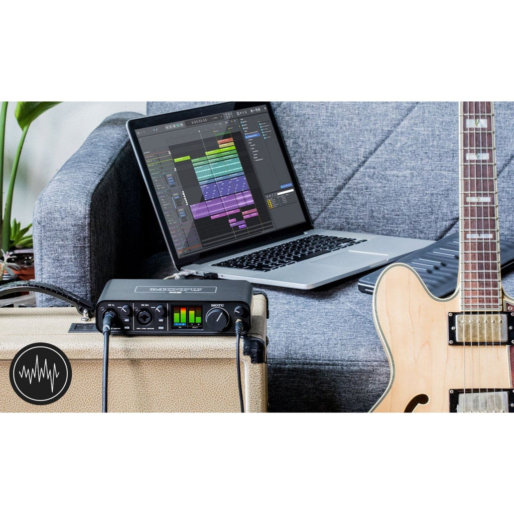 scheda audio usb per computer motu m2 vista con strumenti
