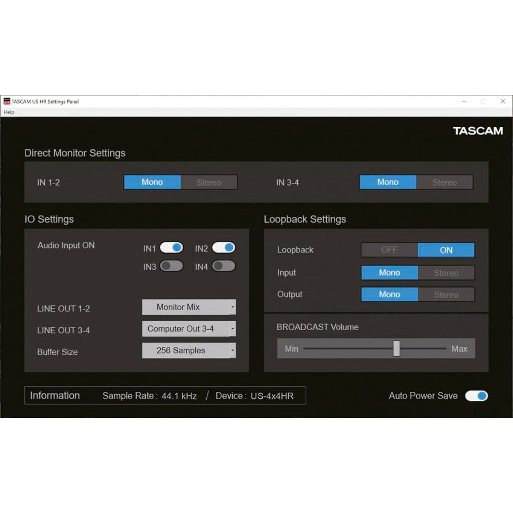 scheda audio usb tascam us-4x4hr software prima pagina