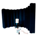 schermo antiriflesso per microfoni da studio oqan qrfx-100 vista frontale con microfono