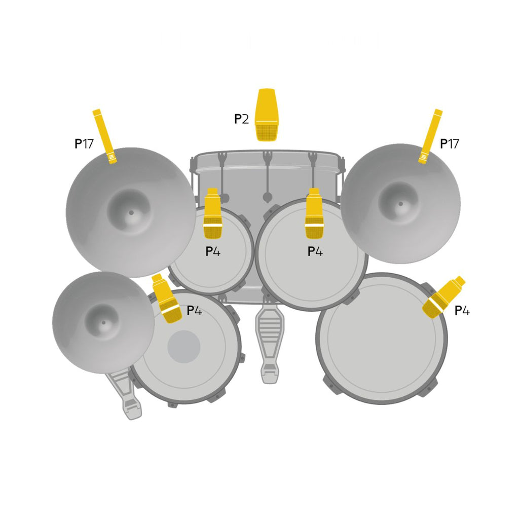 set di microfoni per batteria drumset session I vista esempio posizionamento con batteria