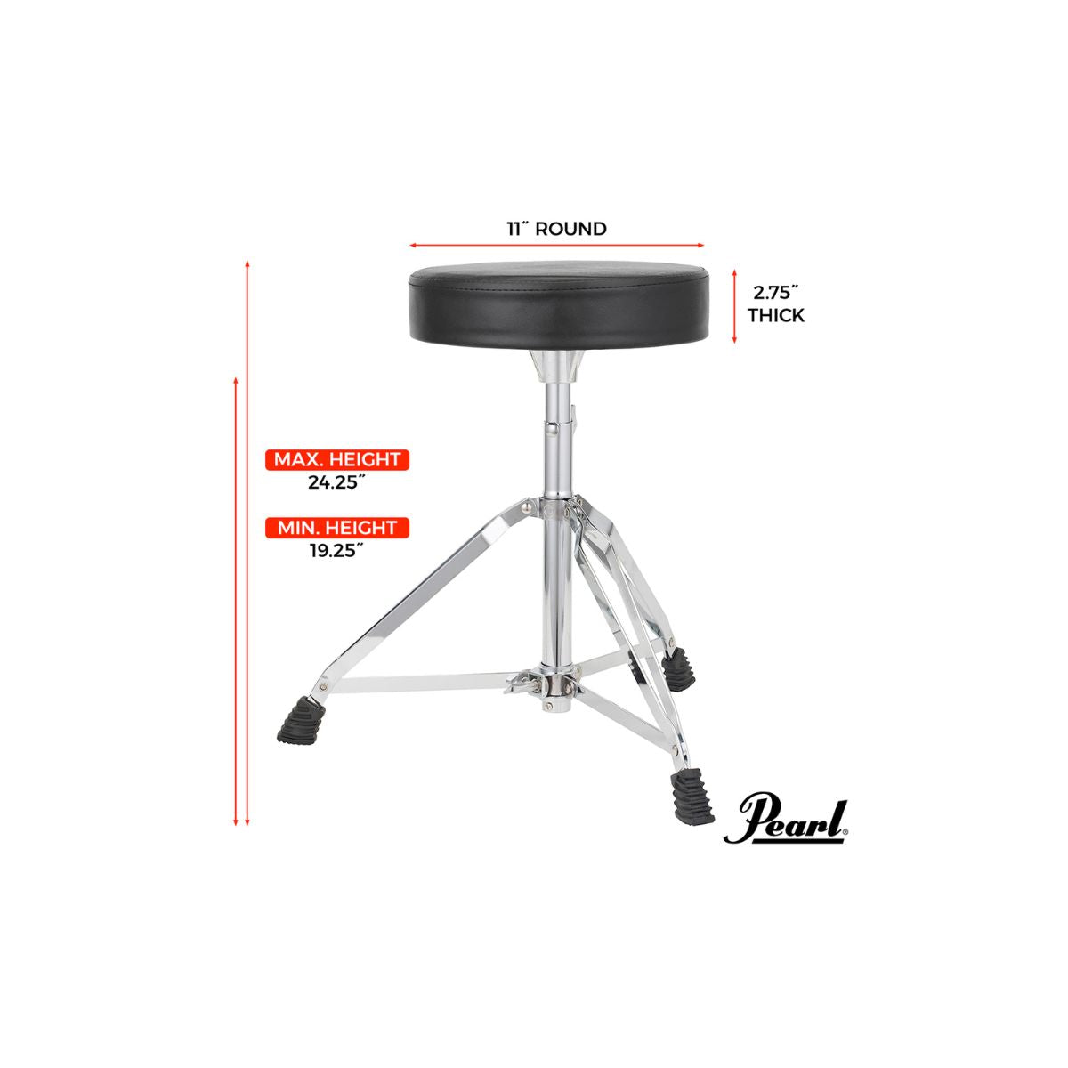 sgabello per batteria pearl d-50 vista delle misure