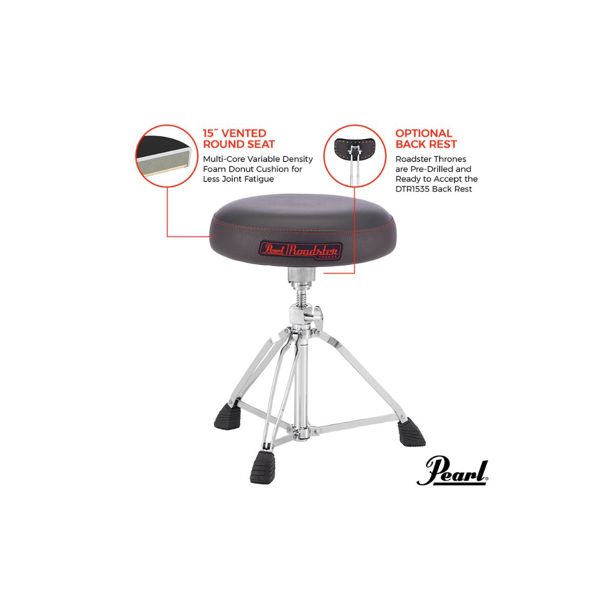 sgabello professionale per batteria pearl d-1500 vista degli opzional