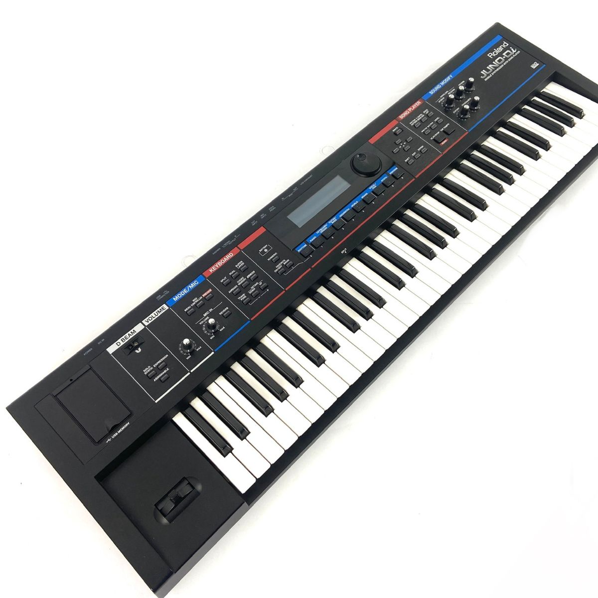 sintetizzatore a tastiera roland juno di usato vista laterale sx