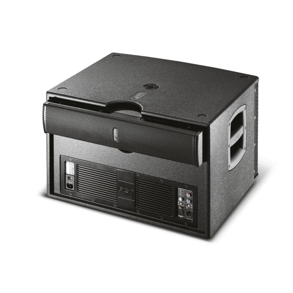 sistema audio completo a colonna da 2000W con subwoofer da 12" in legno fbt vertus cs1000 vista in blocco compatto