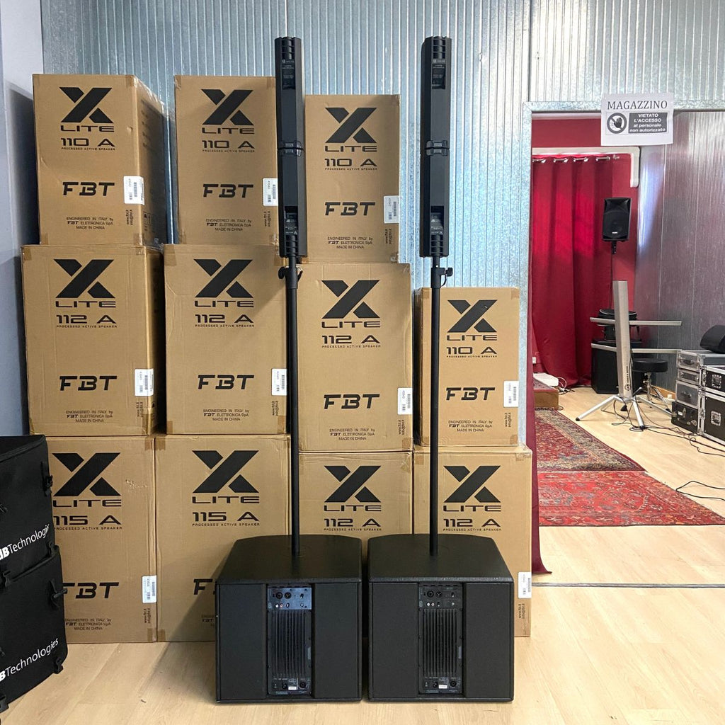 sistema audio a colonna completo db technologies es802 coppia usati con custodie vista del retro