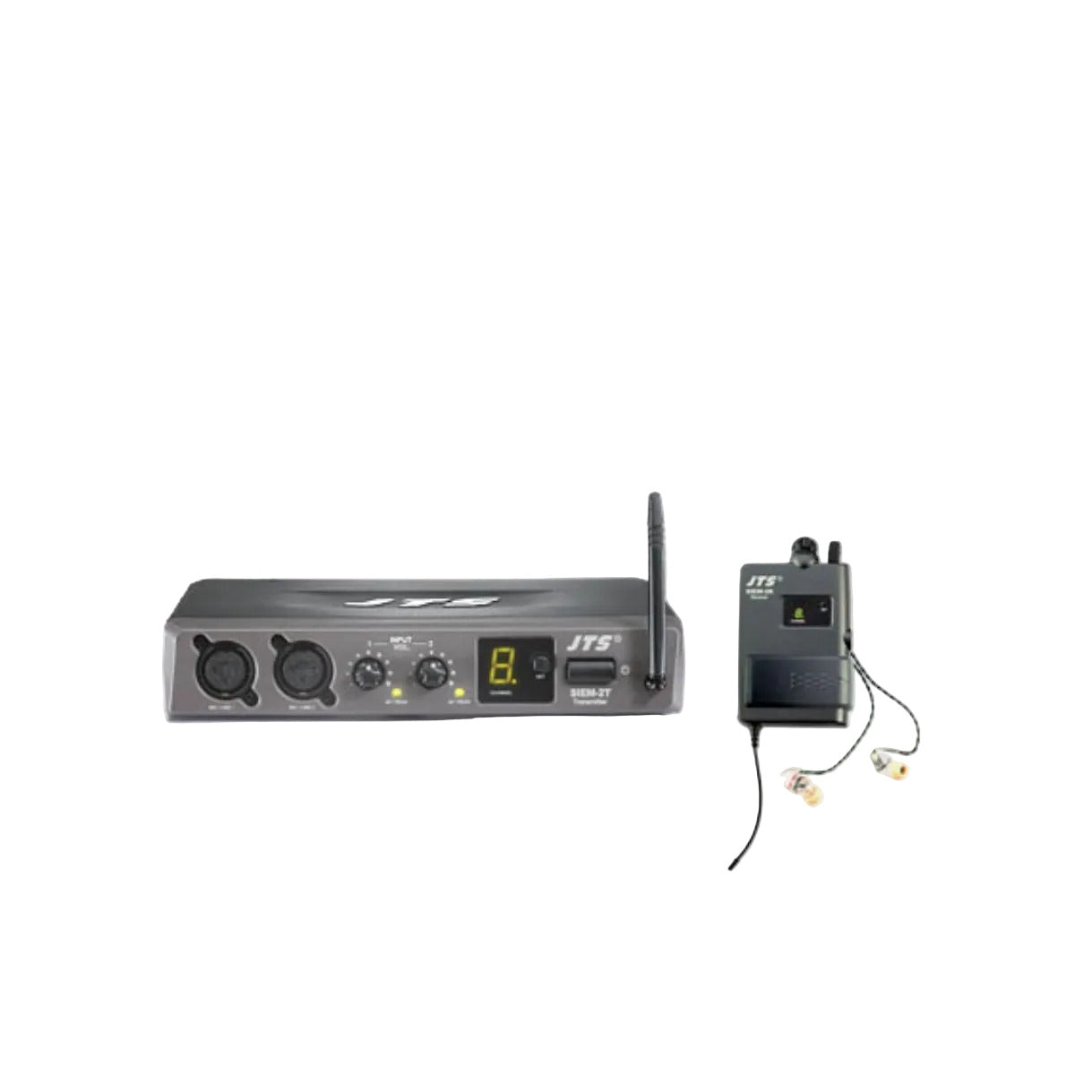 sistema in ear wireless con auricolari jts siem 2r-2t e IE1 vista frontale completo