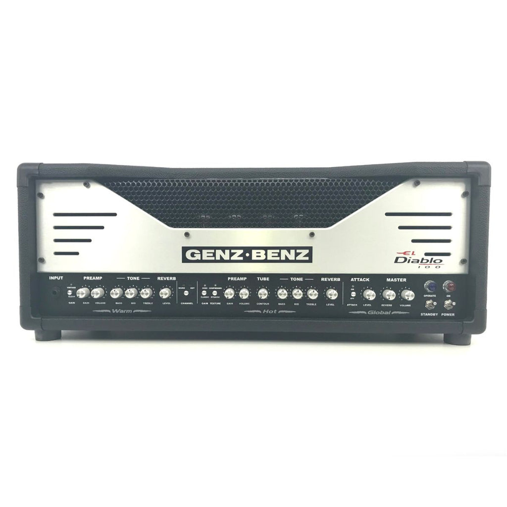 testata valvolare per chitarra elettrica 100W genz benz el diablo 100 vista frontale