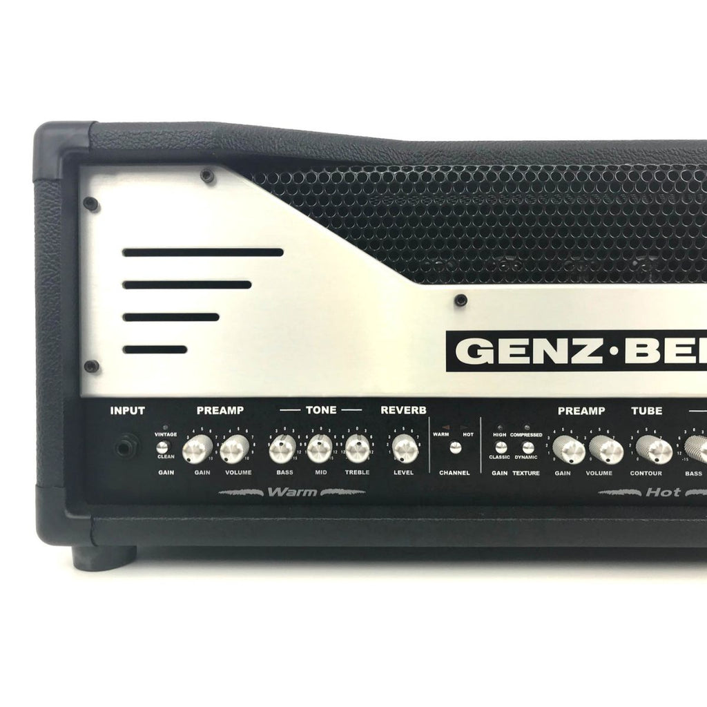 testata valvolare per chitarra elettrica 100W genz benz el diablo 100 vista frontale sx