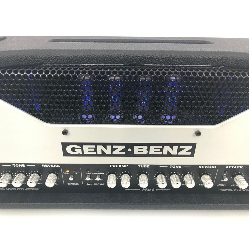testata valvolare per chitarra elettrica 100W genz benz el diablo 100 vista dei controlli