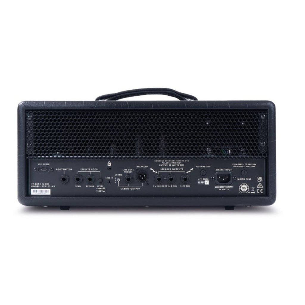 testata valvolare per chitarra elettrica da 20W Blackstar HT-20RH MKIII vista del retro