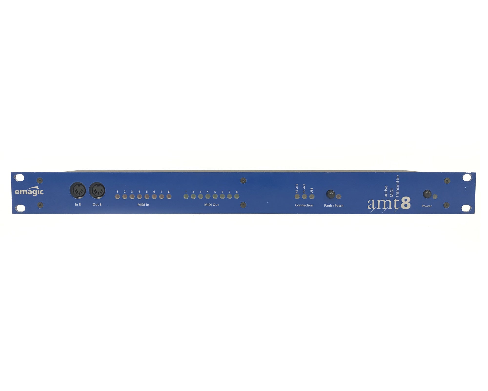 trasmettitore attivo di segnale midi emagic amt8 usato vista frontale