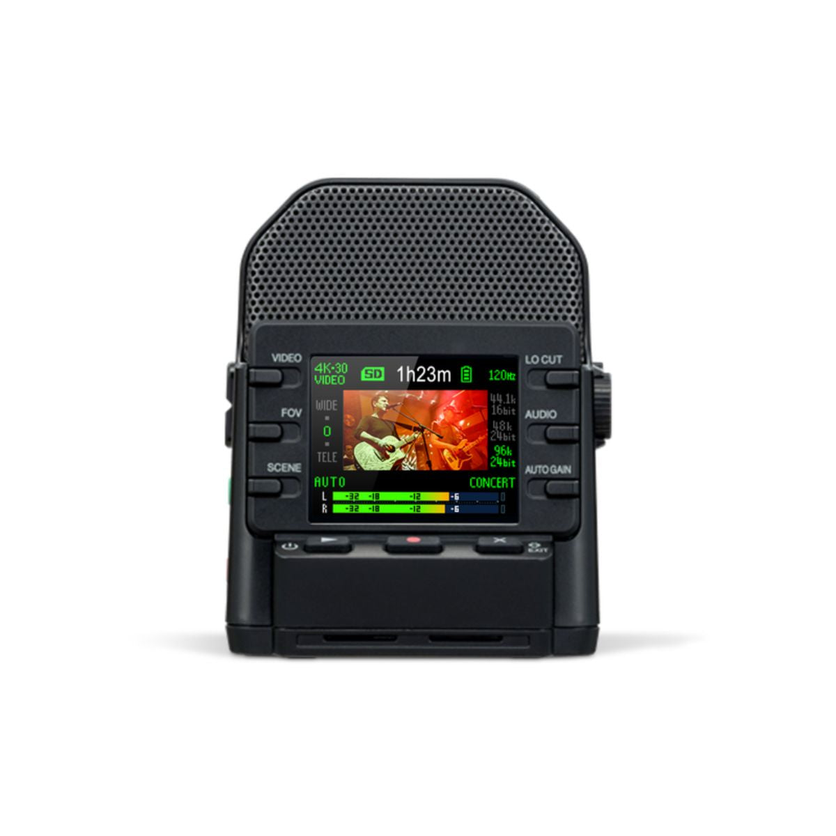 videocamera e registratore digitale zoom q2n-4k vista retro accesa